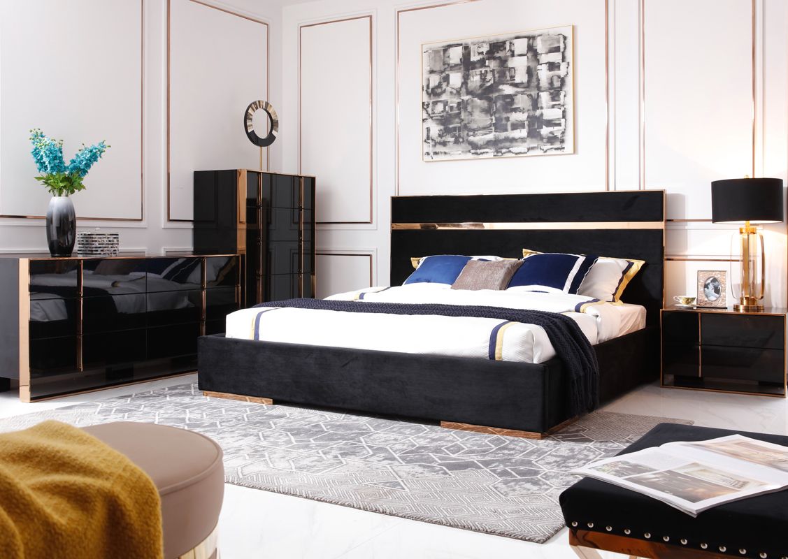 Nova Domus Cartier Modern Black & Rosegold Chest - What A Room