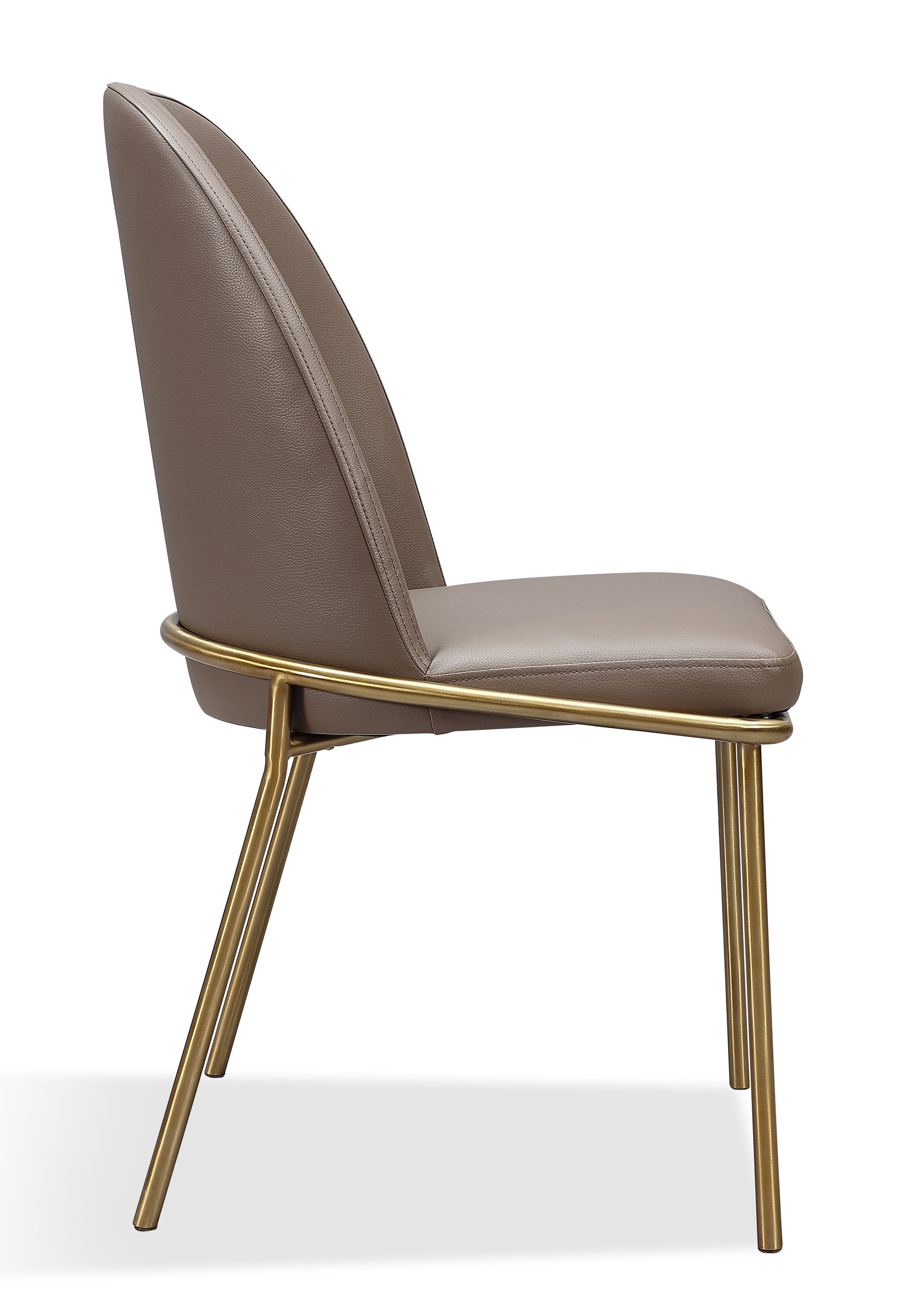 Doheny Leather Upholstered Metal Leg Dining Chair in Boots and Brass (Set of 2) - What A Room
