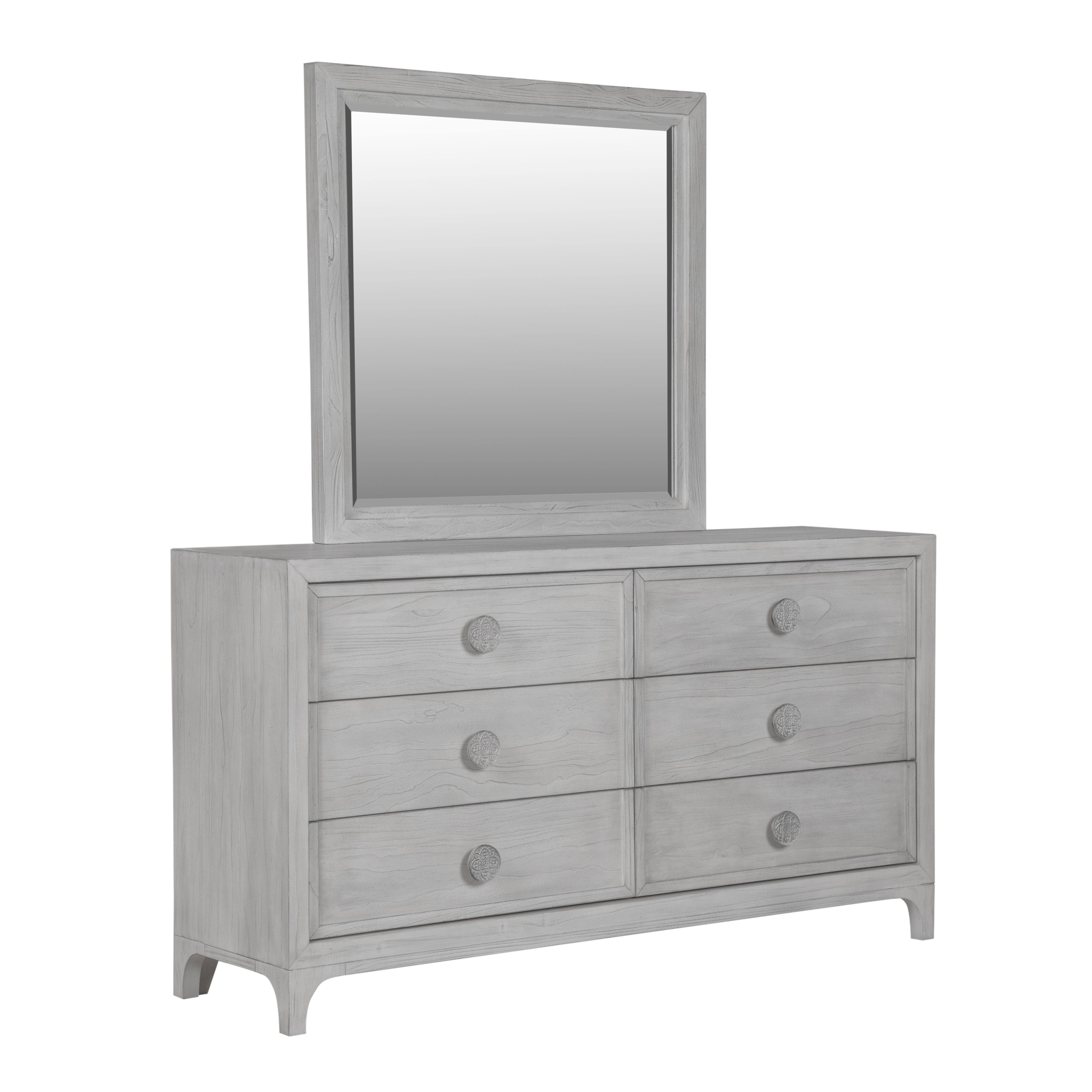 Boho Chic Six-Drawer Dresser in Washed White Boho Chic Six-Drawer Dresser in Washed White