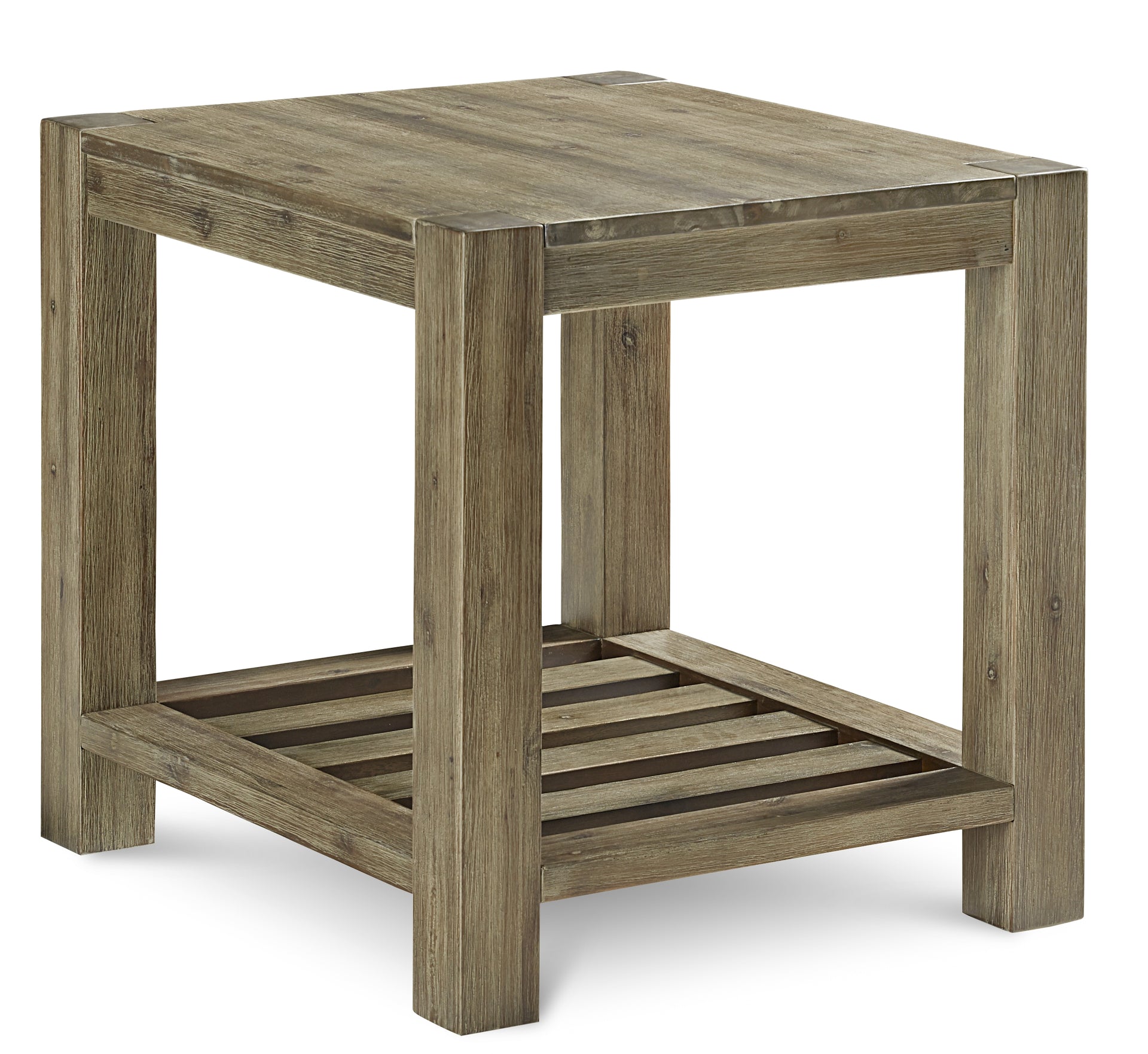Canyon Solid Wood Rectangular End Table in Washed Grey - What A Room
