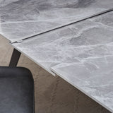 Lucia Extendable Stone Top Metal Leg Dining Table in Piedra and Black - What A Room