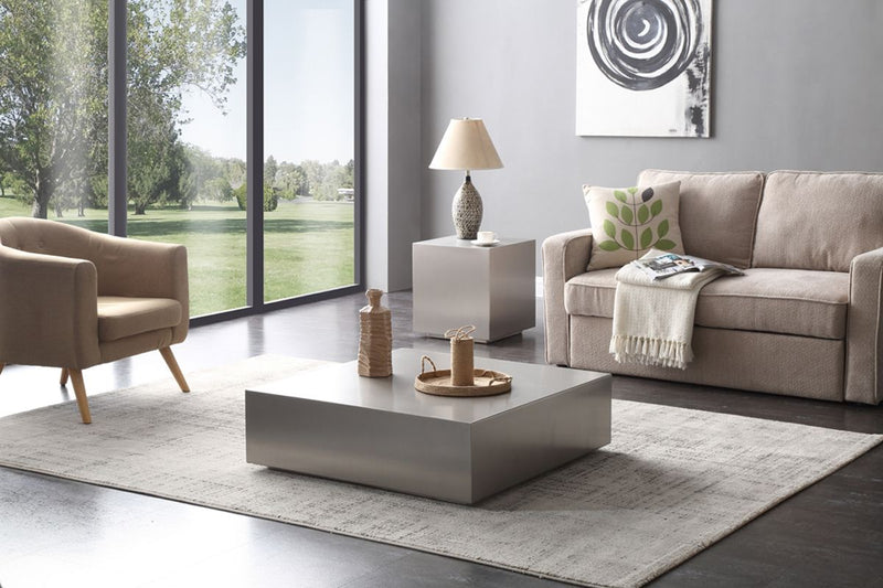 Modrest Anvil Modern Brushed Stainless Steel End Table - What A Room