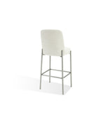 Dion Upholstered Bar Stool in Natural Light Linen and Brushed Nickel Metal - What A Room