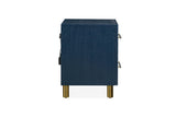 Argento Two Drawer USB Charging Nightstand in Navy Blue and Burnished Brass - What A Room