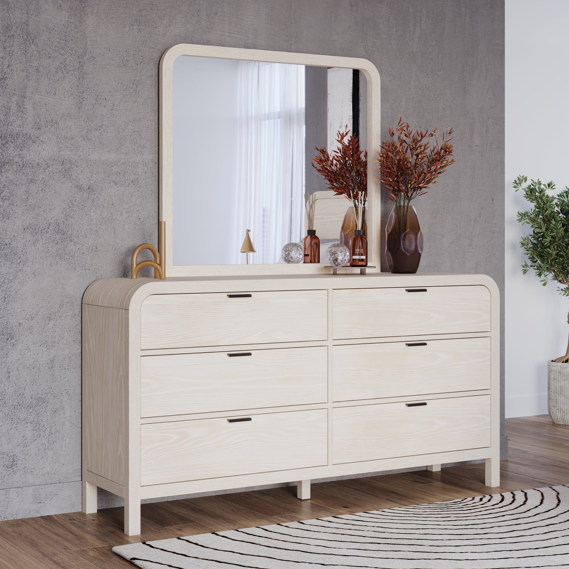 Drake Beveled Glass Wall or Dresser Mirror in Sugar - What A Room