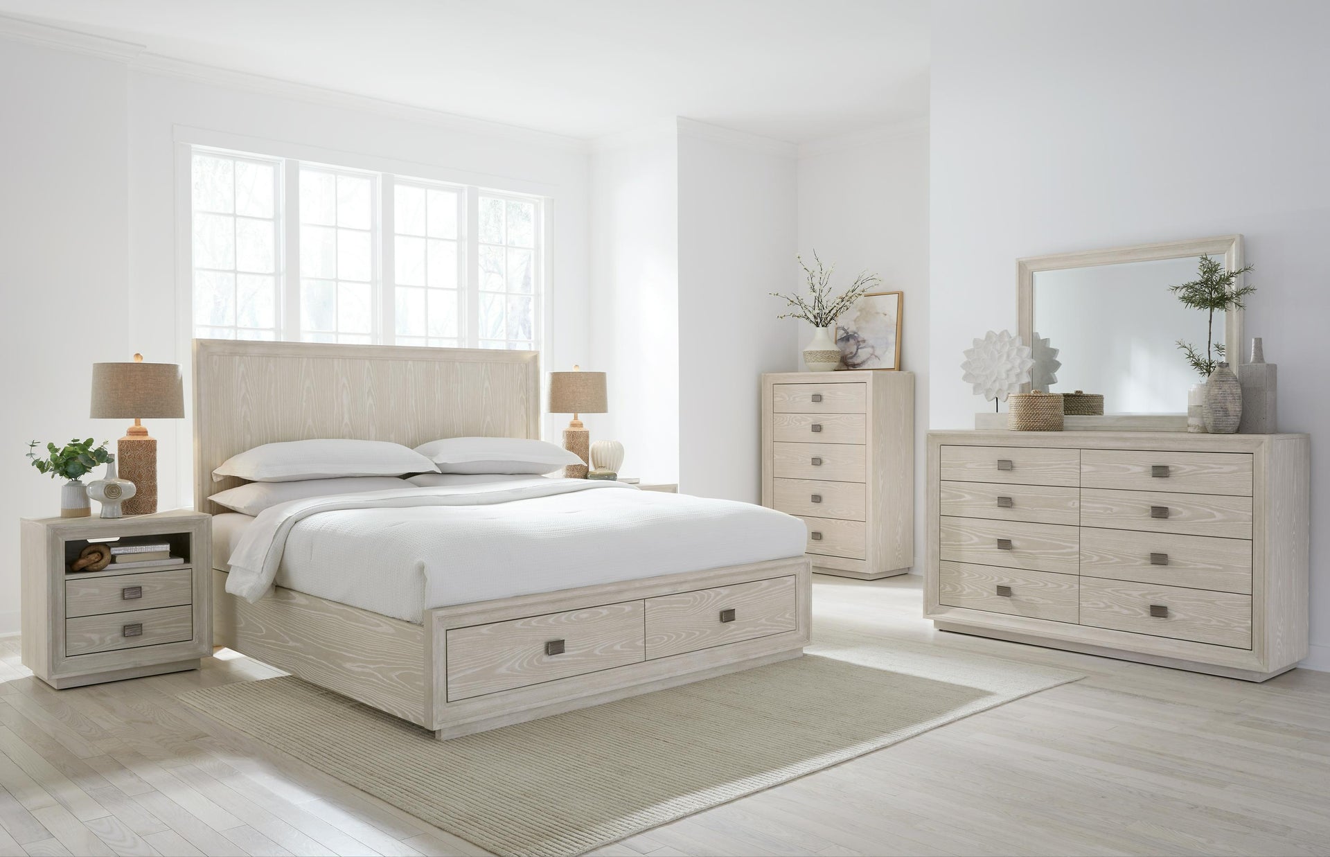 Maxime Two Drawer Footboard Storage Platform Bed In Ash - What A Room