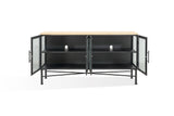 Aere Four Door Ribbed Glass, Metal and Wood Sideboard in Natural Ash and Black - What A Room