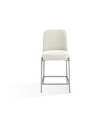 Dion Upholstered Counter Stool in Natural Light Linen and Brushed Nickel Metal - What A Room