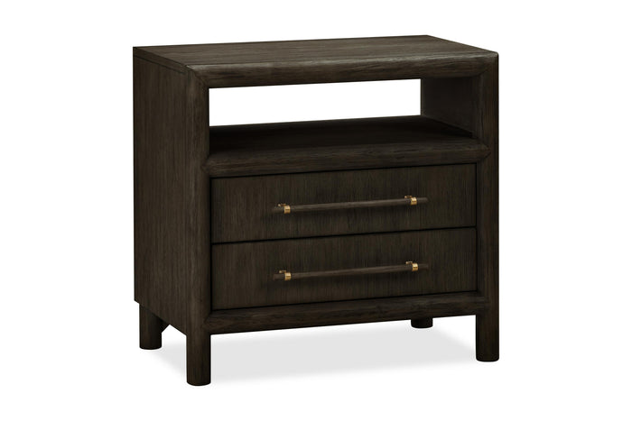 Dorsey Two Drawer USB-charging Nightstand in Basalt Grey - What A Room