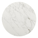 Winston Stone Top Metal Base Round Dining Table in Oat Milk and Champagne - What A Room