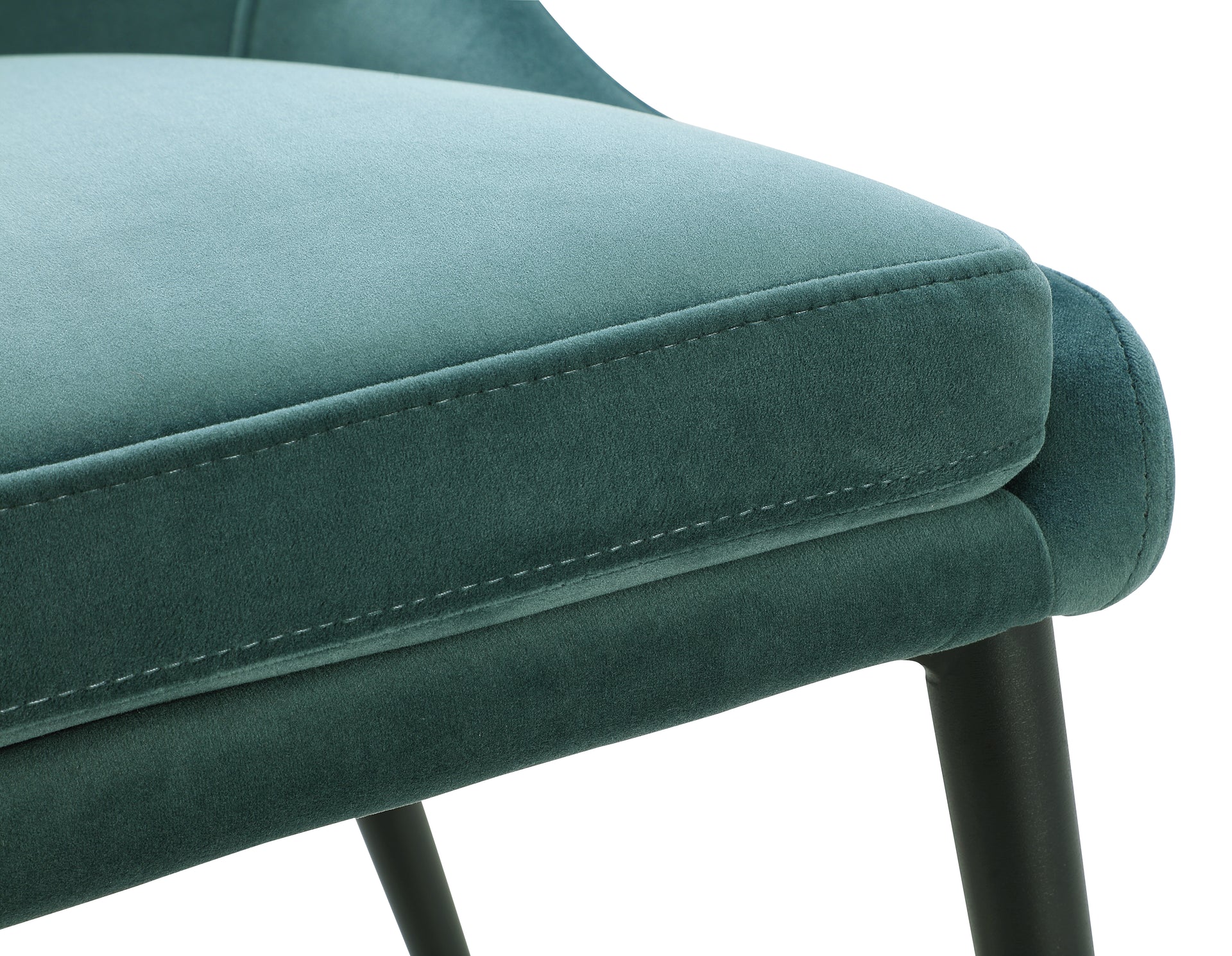 Winston Upholstered Metal Leg Dining Chair in Smoked Green and Black (Set of 2) - What A Room