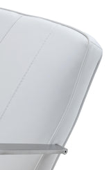 One Metal Frame Home Office Chair in Brushed Stainless Steel and White Leather - What A Room