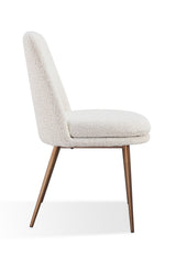 Wyatt Upholstered Dining Chair in Ricotta Boucle and Bronze Metal (Set of 2) - What A Room