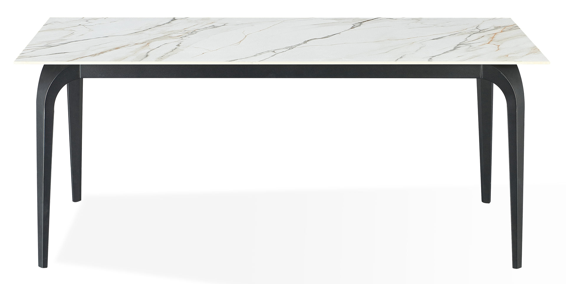 Nicoya Stone Top Rectangular Dining Table in Pumpkin Spice Stone and Black Metal - What A Room