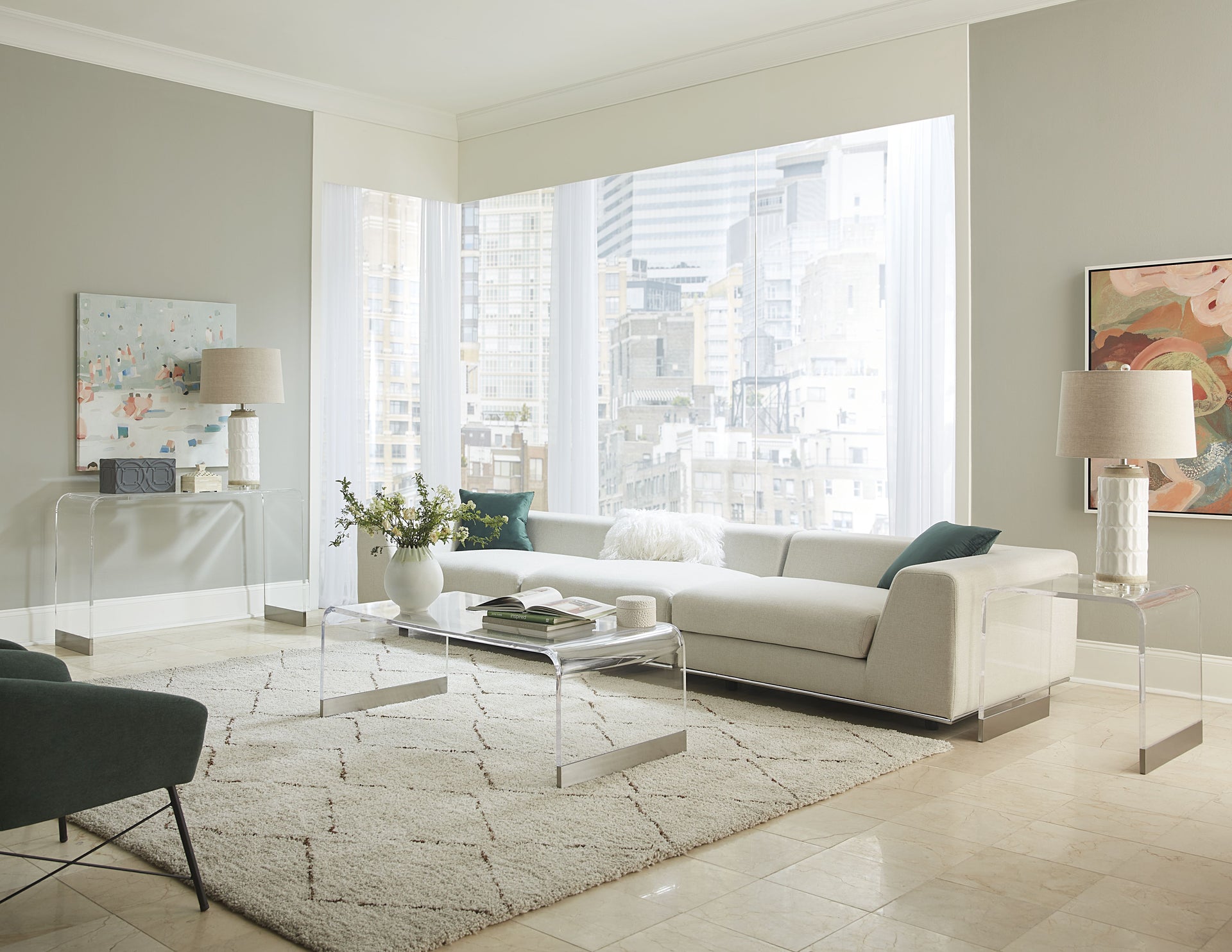 Bowie End Table in Clear Acrylic and Brushed Stainless Steel - What A Room