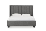 Palermo Upholstered Wingback Platform Bed in Dark Stone - What A Room