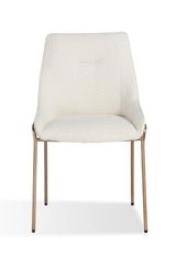 Cyrus Upholstered Dining Chair in Cottage Cheese Boucle and Brushed Bronze Metal (Set of 2) - What A Room
