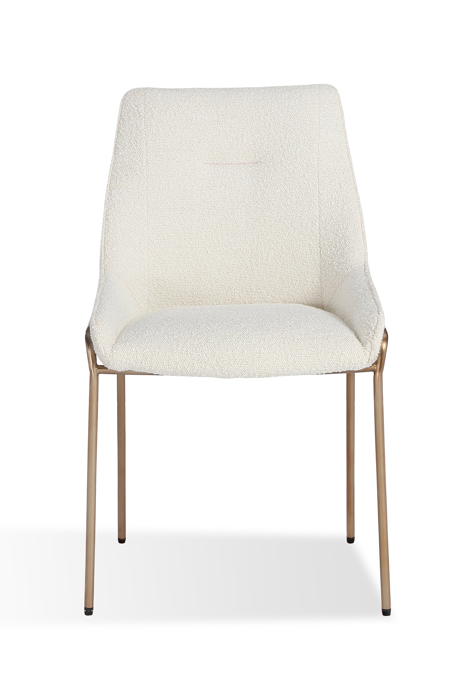 Cyrus Upholstered Dining Chair in Cottage Cheese Boucle and Brushed Bronze Metal (Set of 2) - What A Room