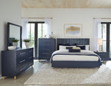 Argento Five Drawer Chest in Navy Blue and Burnished Brass - What A Room