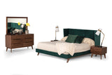 Nova Domus Durango Modern Green Fabric & Walnut Bed - What A Room
