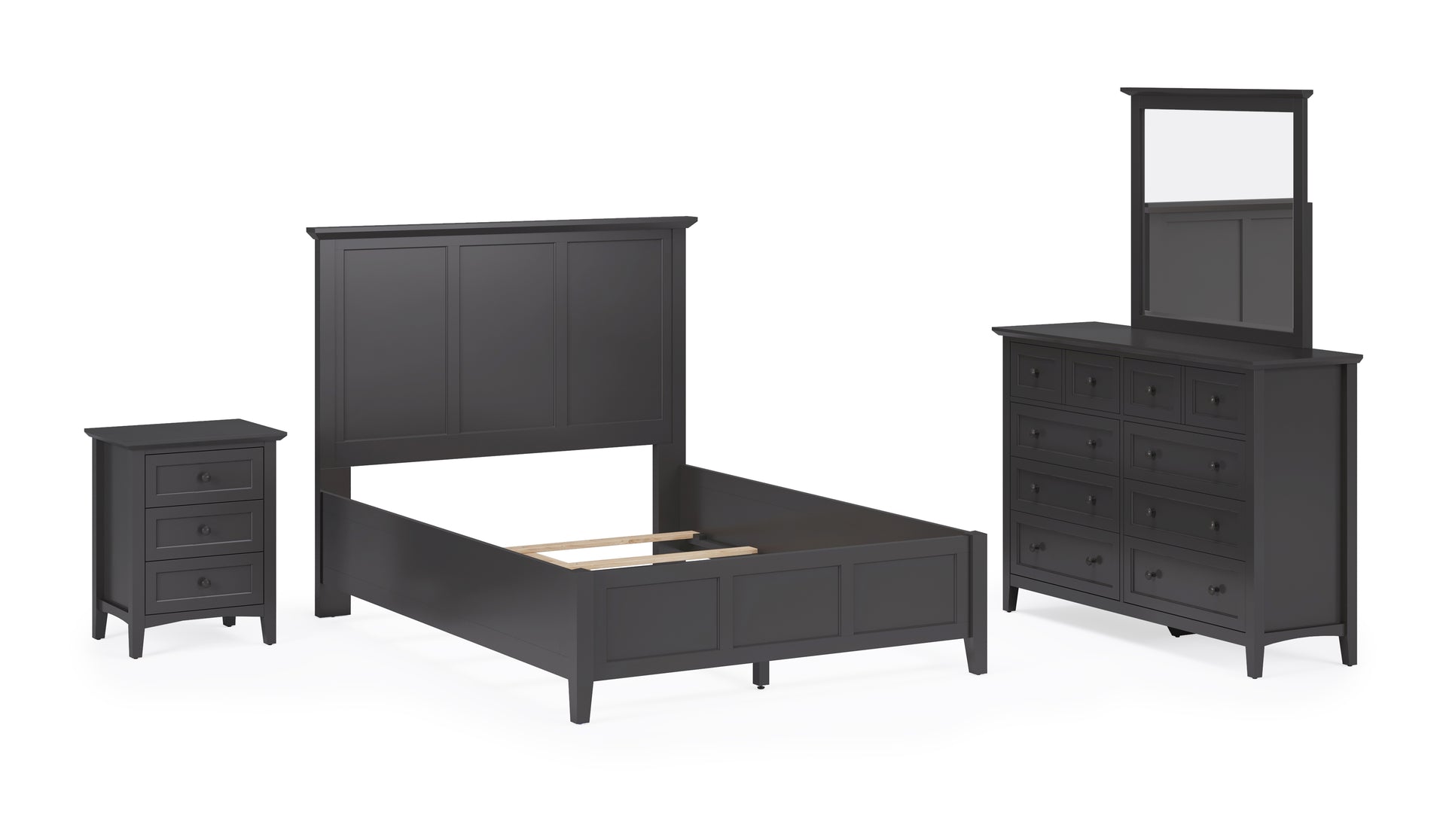 Grace Three Panel Bed in Raven Black - What A Room