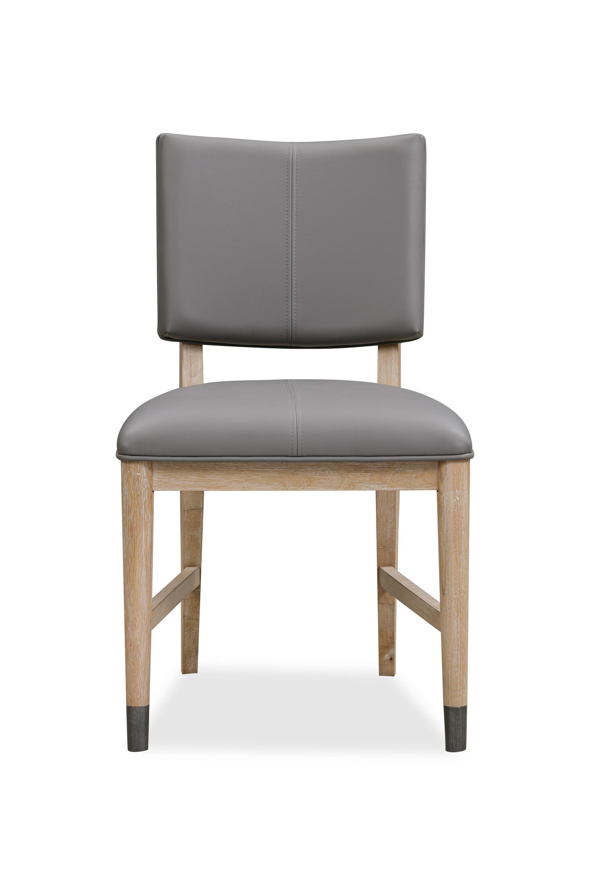 Franklin Dining Chair in Au Natural and Gray Leather (Set of 2) - What A Room