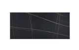 Nicoya Stone Top Rectangular Dining Table in Black Stone and Black Metal - What A Room