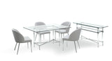 Marilyn Glass Top Dining Server in Polished Stainless Steel and Clear Acrylic - What A Room