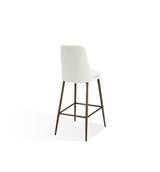 Wyatt Upholstered Bar Stool in Ricotta Boucle and Bronze Metal - What A Room