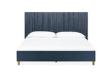 Argento Wave-Patterned Bed in Navy Blue and Burnished Brass - What A Room