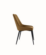 Lucia Upholstered Dining Chair in Cognac Velvet and Black Metal (Set of 2) - What A Room