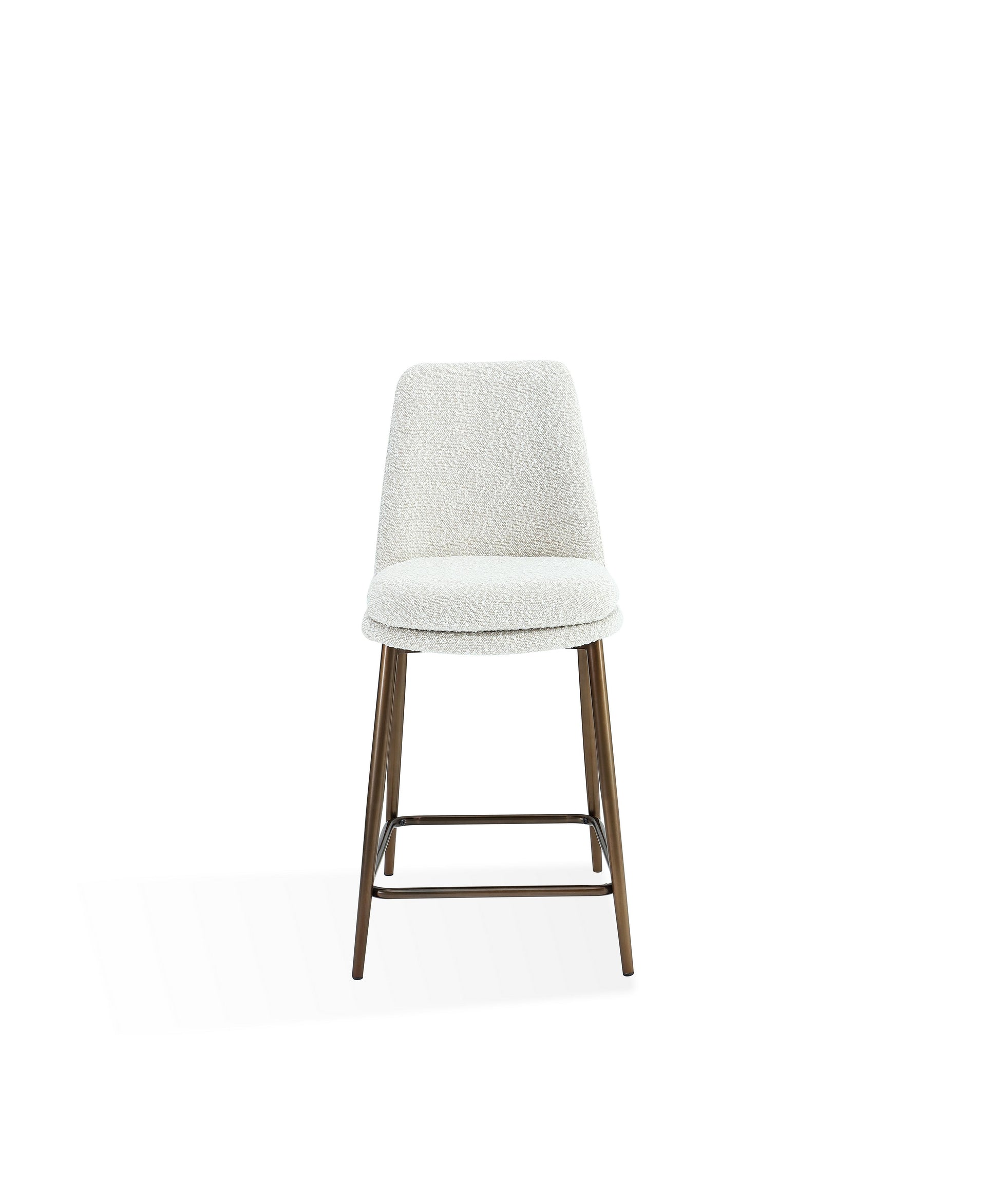 Wyatt Upholstered Counter Stool in Ricotta Boucle and Bronze Metal - What A Room