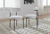 Aere Boucle Upholstered Metal Leg Dining Chair in Ivory and Black (Set of 2) - What A Room