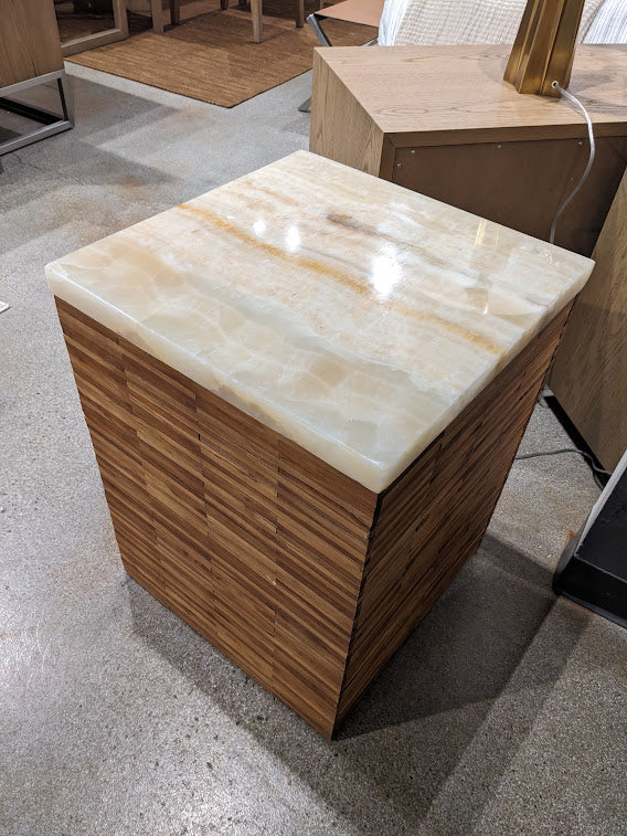 One Stone Wood Tile End Table in Onyx and Solid Teak - What A Room