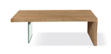 One Live-Edge White Oak and Glass Coffee Table in Bisque - What A Room