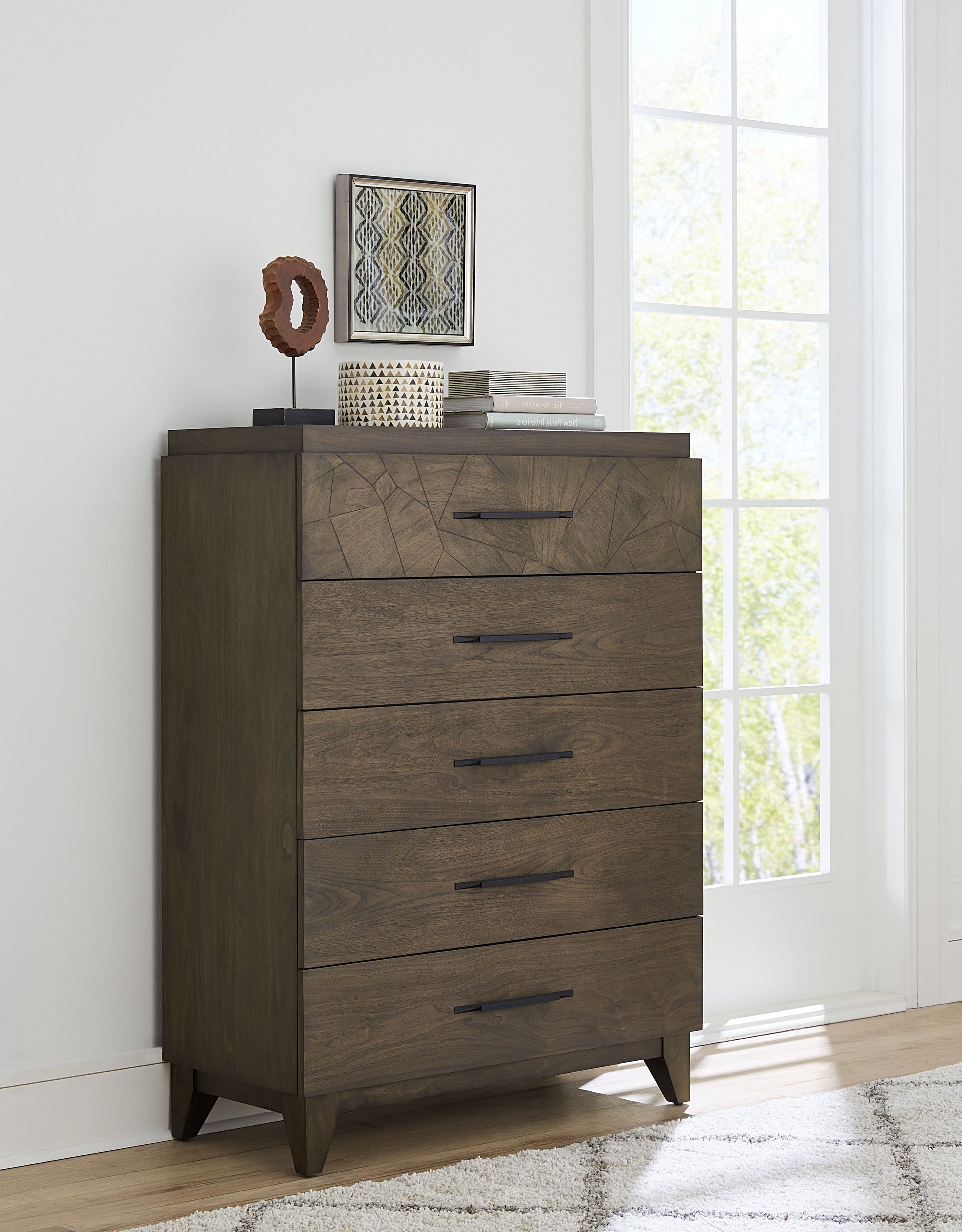Broderick Five-Drawer Chest  in Wild Oats Brown - What A Room