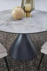 Winston Stone Top Metal Base Round Dining Table in Grigio - What A Room