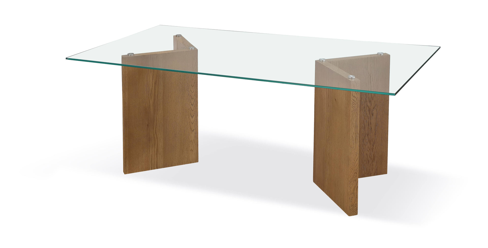 One Modern Coastal Glass Top Dining Table in White Oak - What A Room
