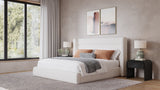 Frank Upholstered Wingback Platform Bed in Cottage Cheese Boucle - What A Room
