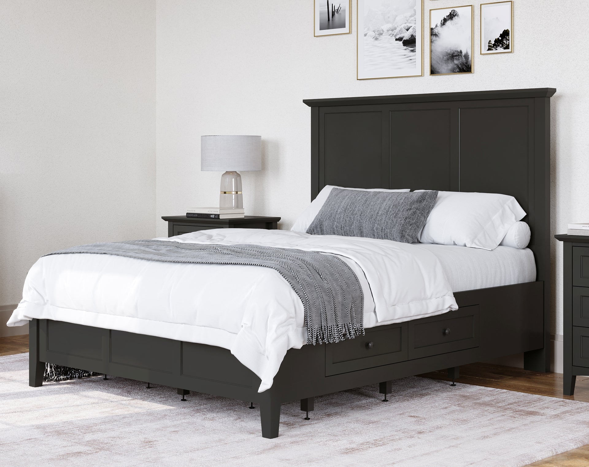 Grace Four Drawer Platform Storage Bed in Raven Black - What A Room