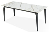 Nicoya Stone Top Rectangular Dining Table in Pumpkin Spice Stone and Black Metal - What A Room