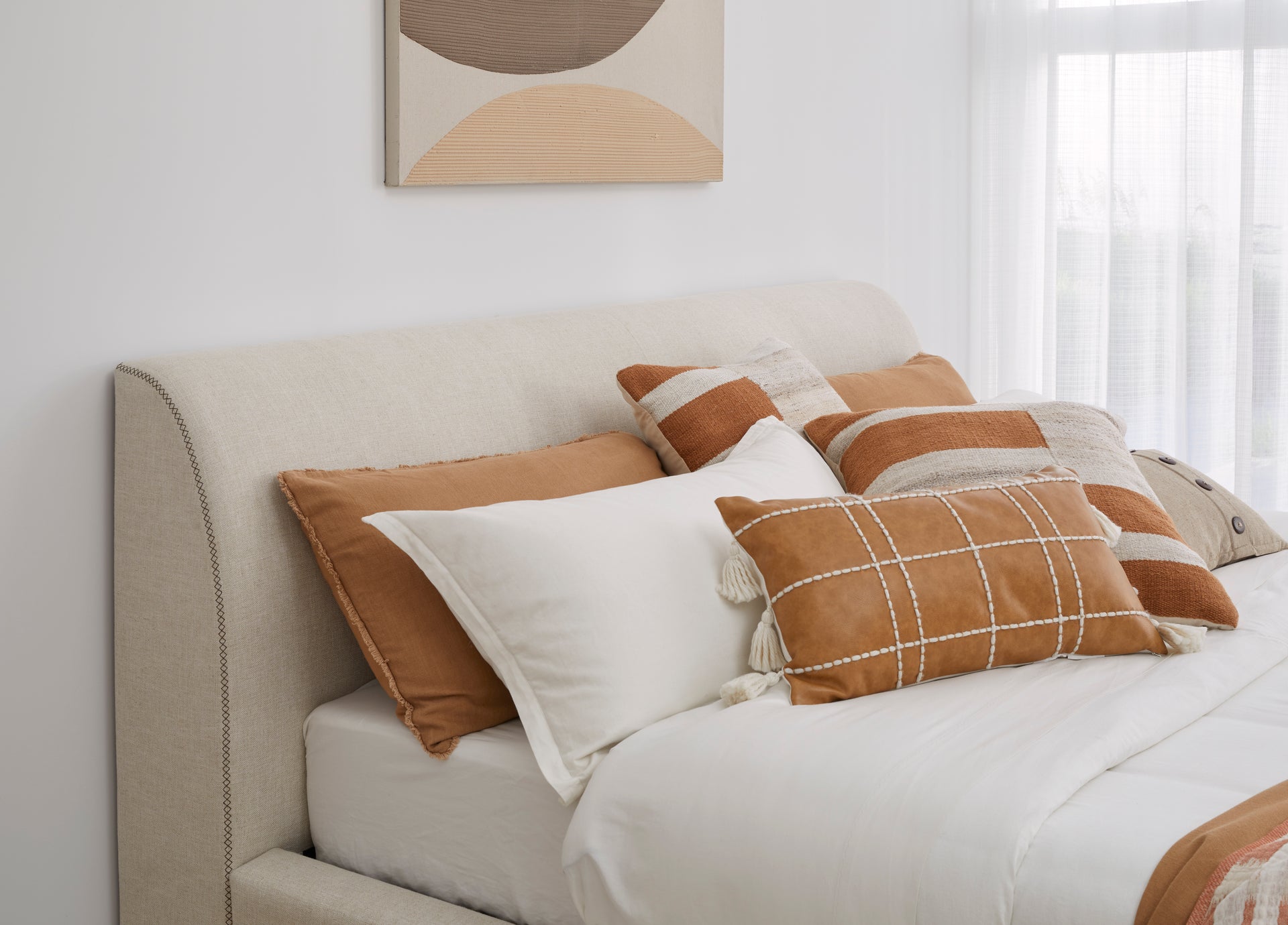Louis Upholstered Platform Bed in Natural Linen - What A Room
