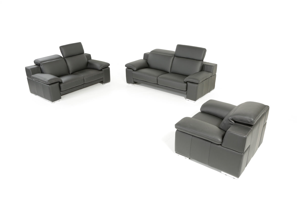 Estro Salotti Evergreen Modern Black Italian Leather Sofa Set - What A Room