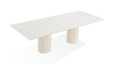 Cannon Stone Top Double Pedestal Extension Dining Table with Ivory Wood Base - What A Room