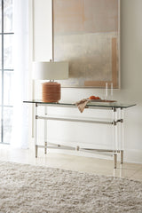 Marilyn Glass Top Dining Server in Polished Stainless Steel and Clear Acrylic - What A Room