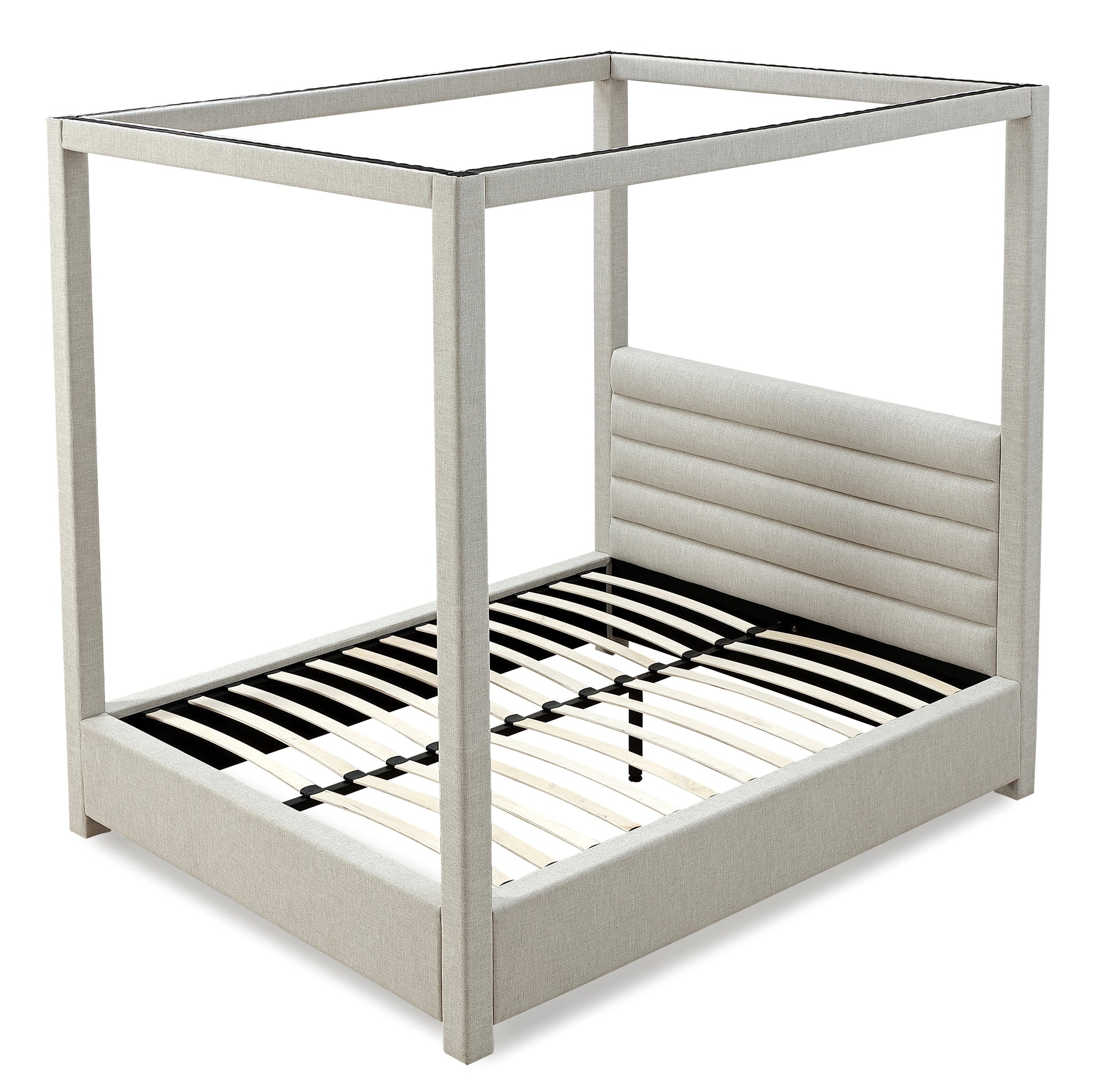 Rockford Upholstered Canopy Bed in Turtle Dove Linen - What A Room