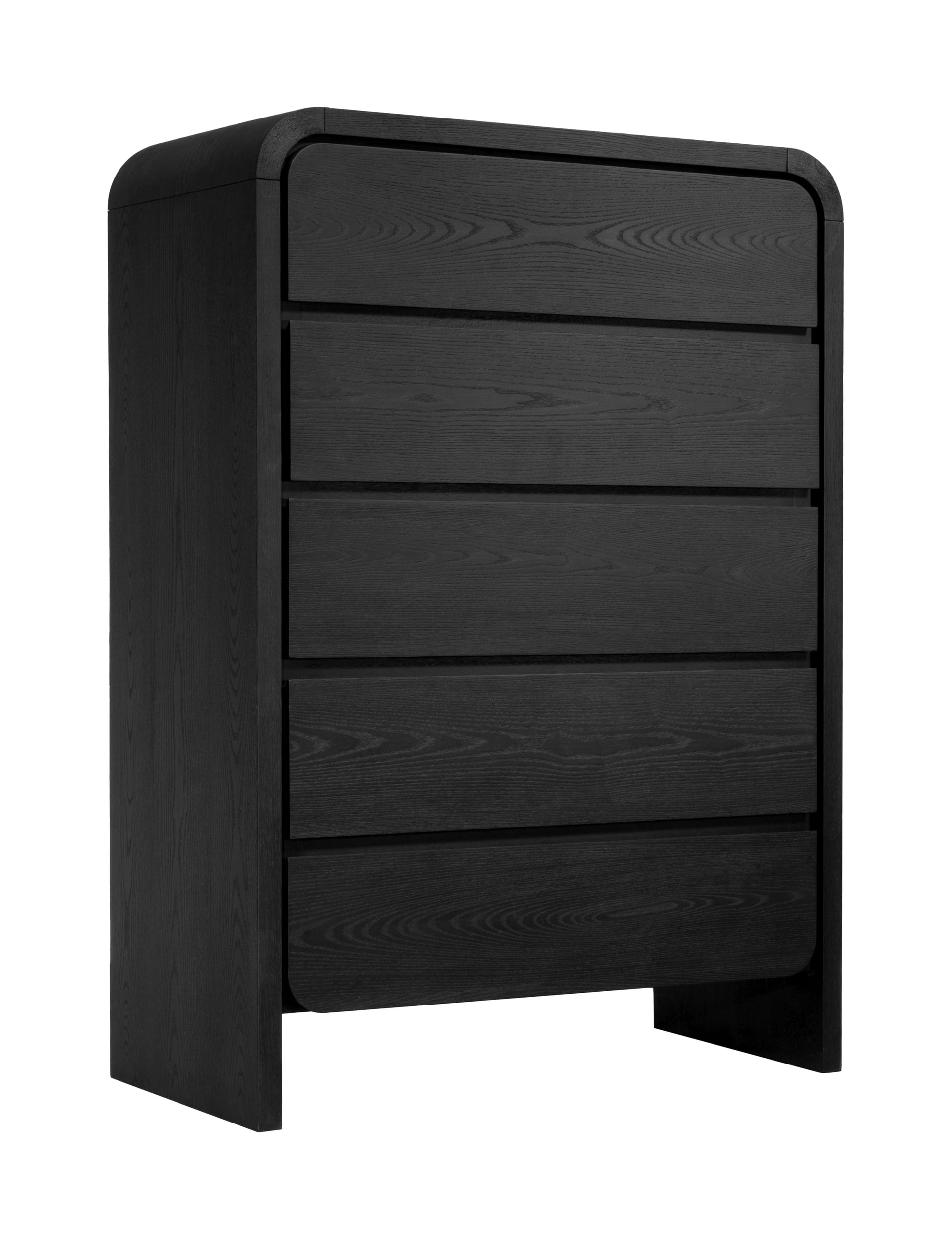 Elora Five Drawer Chest in Jet Black Ash - What A Room