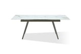 Lucia Extendable Stone Top Metal Leg Dining Table in Polished Cappuccino and Gunmetal - What A Room