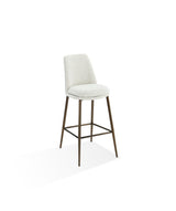 Wyatt Upholstered Bar Stool in Ricotta Boucle and Bronze Metal - What A Room