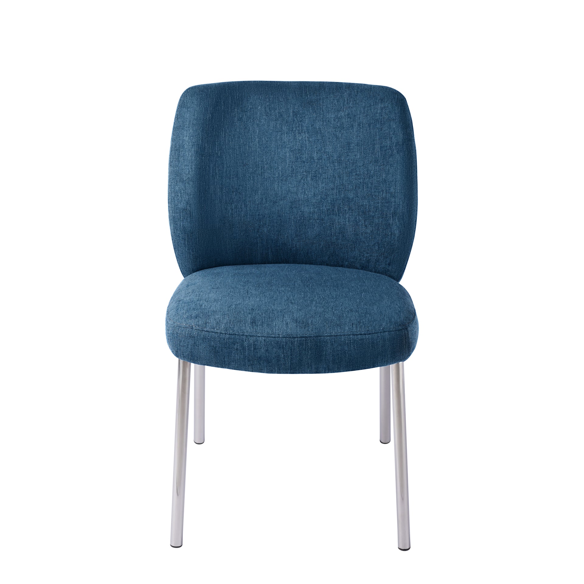 Fomo Chenille-upholstered Stainless Steel Base Dining Chair in Azure (Set of 2) - What A Room